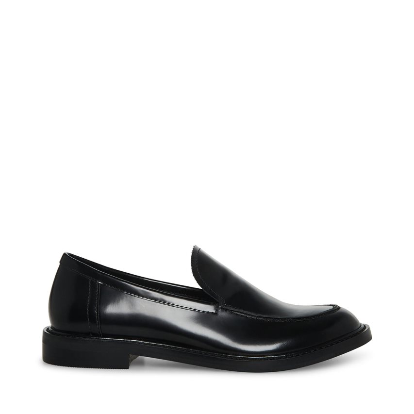 Black Steve Madden Larusso Leather Women\'s Loafers | PH 7293KDH